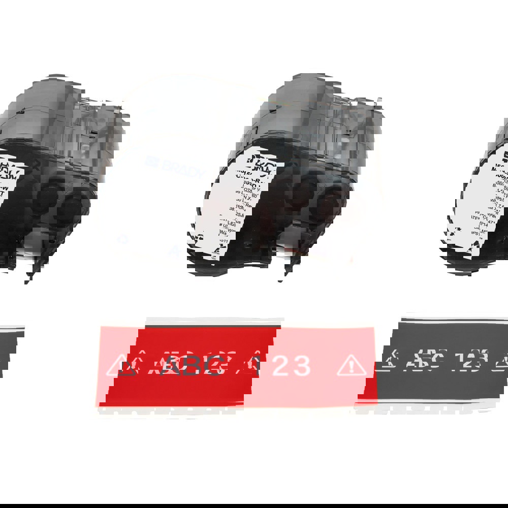 Labels, Ribbons & Tapes; Application: Label Printer Cartridge ; Type: Label Printer Cartridge ; Color Family: Red ; Color: White on Red ; For Use With: BMP51; BMP53; M511 ; Material: Vinyl